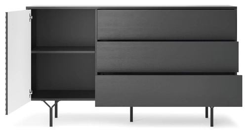 Komoda czarna Navara 144 cm nowoczesna z szufladami na nóżkach do salonu i sypialni Intesi