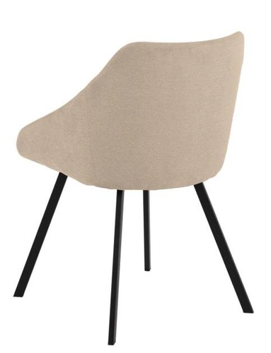 Krzesło tapicerowane Nils Actona do jadalni beżowe nowoczesne kubełkowe na czarnych nogach