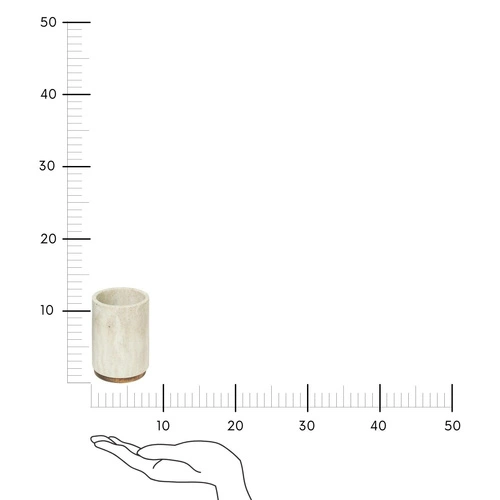 Kubek na szczoteczki do zębów Côme beżowy efekt marmuru poliresin z akacją łazienkowy 5five