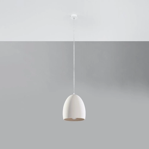 Lampa wisząca ceramiczna biała FLAWIUSZ nowoczesna do salonu i jadalni regulowana