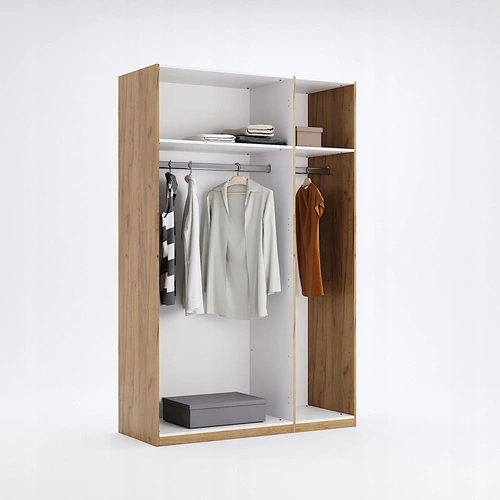 Szafa Tissa z lustrem 140 cm nowoczesna do sypialni dąb craft biały połysk