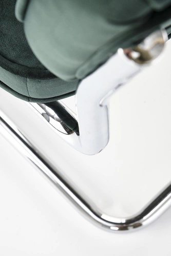 Krzesło tapicerowane welurowe Nelson Intesi zielone glamour na płozach do jadalni i salonu