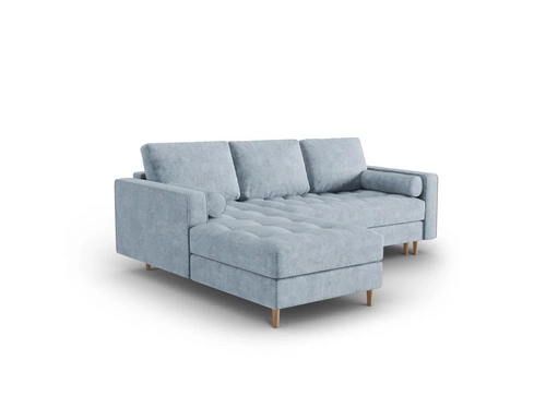 Narożnik z funkcją spania Gobi Light Blue Structured Fabric lewostronny