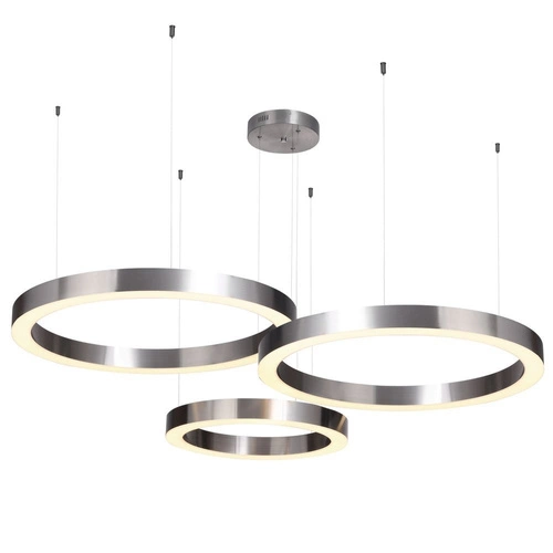 Lampa wisząca LED Circle 40+60+60 srebrna nowoczesna ściemniana do salonu