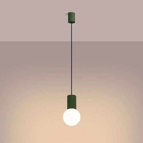 Lampa wisząca HALO 1 zielona oliwka nowoczesna kula do salonu kuchni sypialni 120 cm