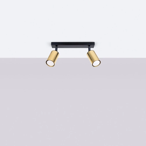 Plafon sufitowy WINX 2 czarny złoty nowoczesny stalowy do salonu i sypialni SOLLUX