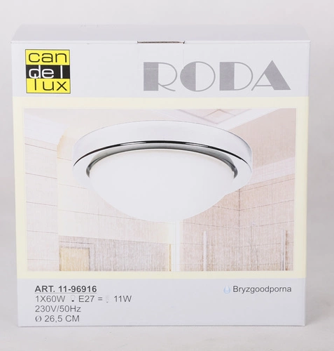 Plafon sufitowy Roda 28 cm okrągły szklany chrom IP44 do łazienki i kuchni CANDELLUX