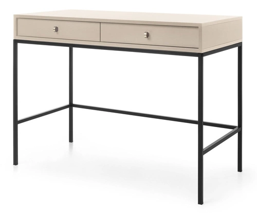 Nowoczesna toaletka Evora beżowa z szufladami do sypialni, elegancka konsola glamour