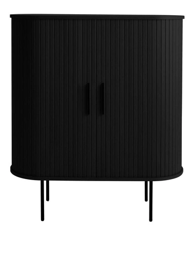 Komoda wysoka Nola czarna ryflowana nowoczesna do salonu 100 cm