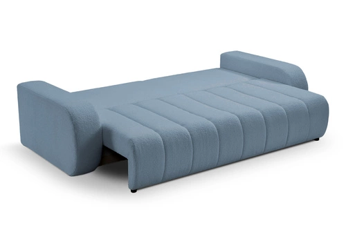 Sofa rozkładana 3 osobowa Hobro z funkcją spania do salonu błękitna skandynawska