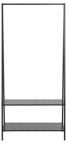 Wieszak stojący Seaford czarny z półkami na buty nowoczesny do przedpokoju Actona