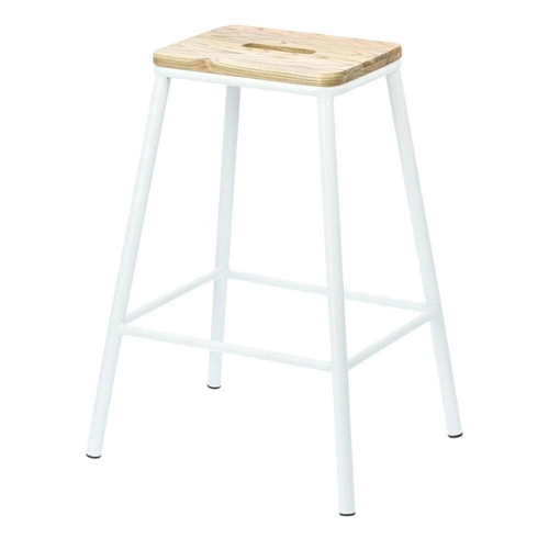 Hoker Seattle White 66 cm drewniany bez oparcia do kuchni i jadalni biały Intesi