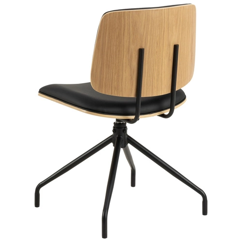 Krzesło obrotowe Owen Actona czarne skóra do biura i salonu tapicerowane industrialne