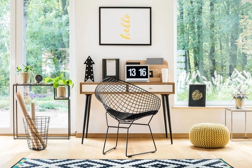 Krzesło HarryArm czarne poduszka czarna metalowe