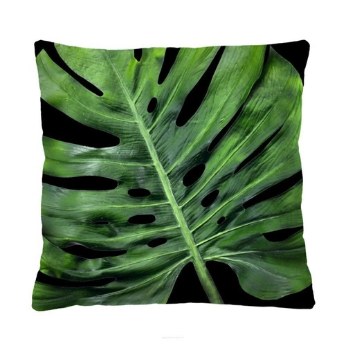 Poduszka dekoracyjna welurowa Black Monstera 40x40cm antyalergiczna do salonu Intesi