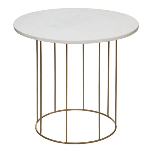 Zestaw 2 okrągłych stolików kawowych Garance biały marmur i złoty glamour do salonu Atmosphera