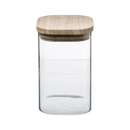 Zestaw 3 pojemników z drewnianymi pokrywkami