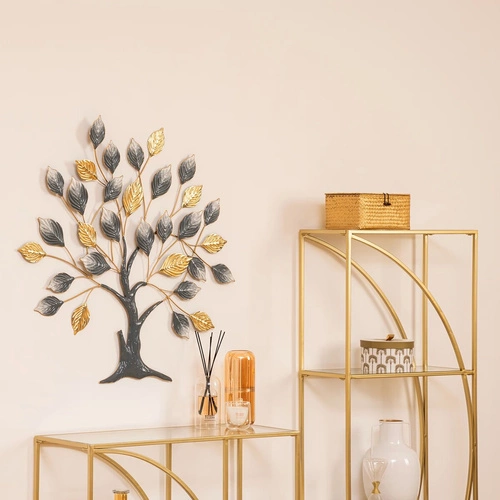 Ozdoba ścienna złota Tekoa drzewo Atmosphera żeliwna dekoracja ścienna glamour do salonu 88 cm