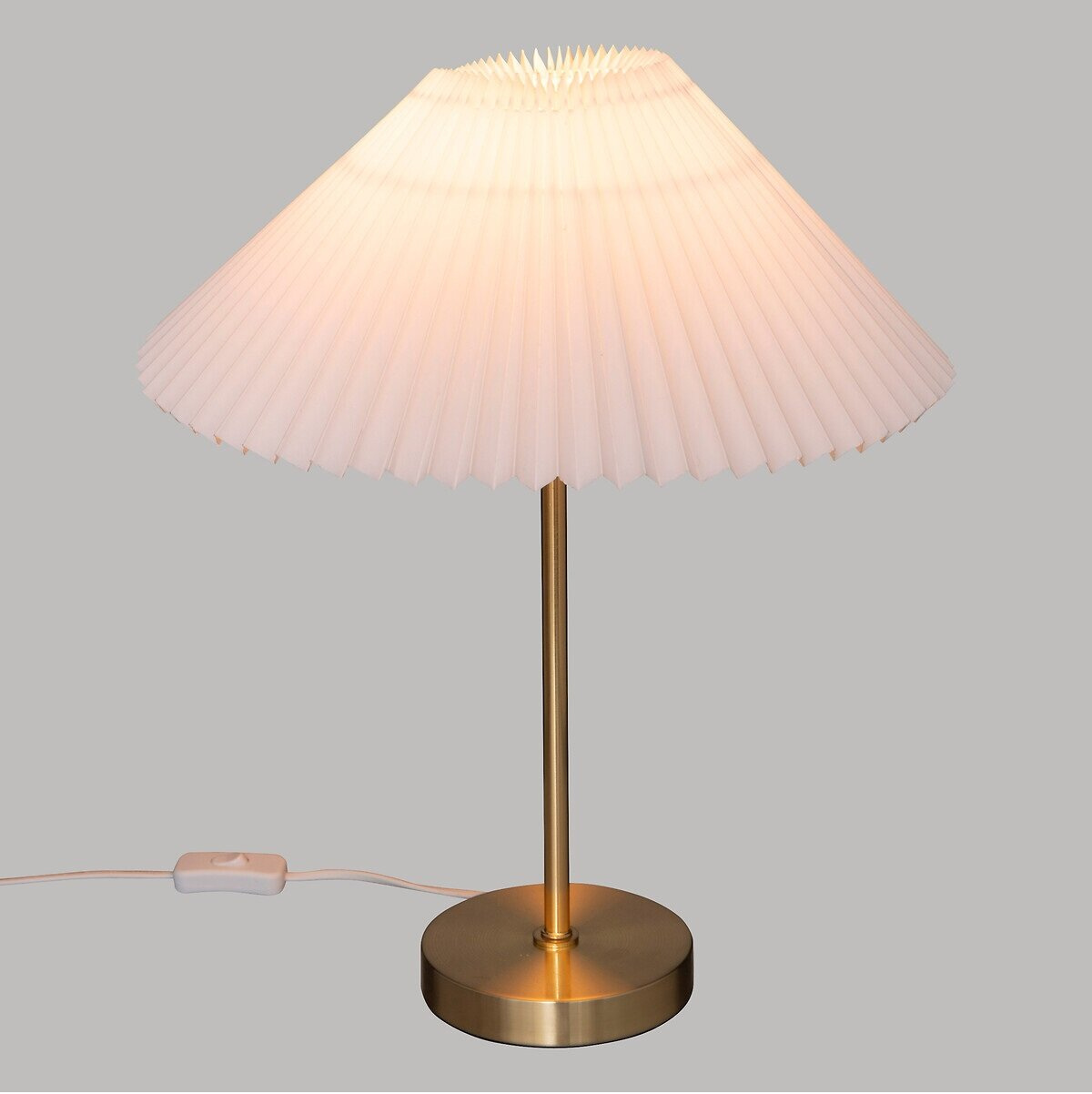 Lampka nocna Jil złota z białym abażurem glamour do sypialni i salonu 47 cm Atmosphera