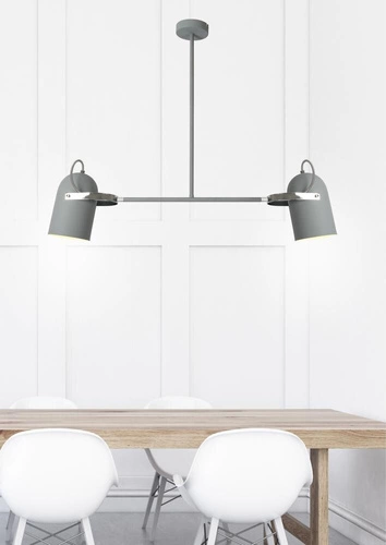 Lampa wisząca Gray szara metalowa 2-punktowa do salonu i jadalni regulowana CANDELLUX