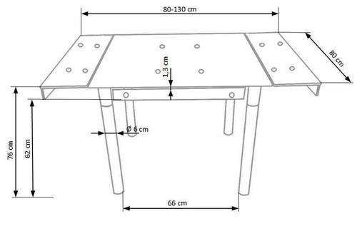 Stół rozkładany do jadalni Neto czarny szklany glamour 80-130 cm Intesi