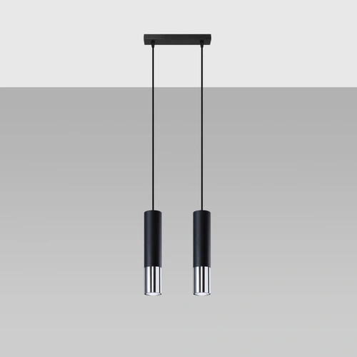 Lampa wisząca Loopez 2 czarna chrom nowoczesna do salonu kuchni jadalni nad wyspę