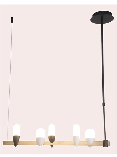 Nowoczesny żyrandol LED Sakai czarny złoty 5-punktowy do salonu i jadalni Ledea