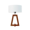 Lampka nocna do sypialni Clio biała glamour z abażurem i drewnianą mahoniową podstawą LYSNE