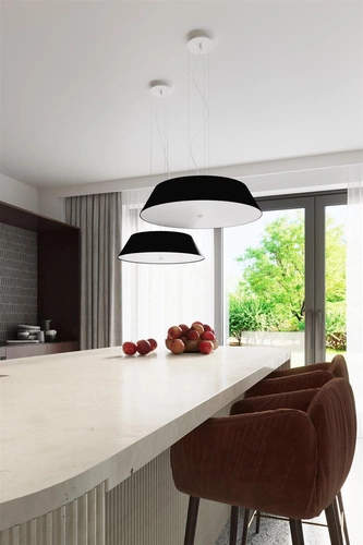 Żyrandol nowoczesny czarny Vega 60 do salonu i kuchni z tkaniny i szkła 5-punktowy