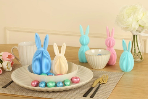Zestaw 2 figurek wielkanocnych jajek Intesi pastelowe dekoracje świąteczne na stół i komodę