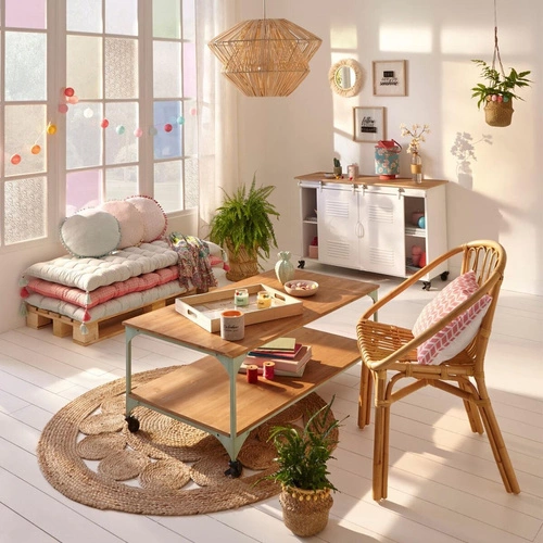 Dywan okrągły boho jutowy Esra 80cm naturalny do salonu i na taras Atmosphera