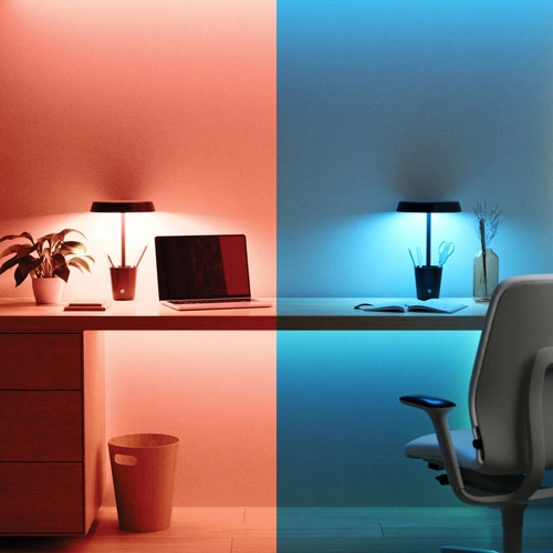 Lampka nocna Cup Smart Umbra czarna nowoczesna LED RGB z bluetooth do sypialni i na biurko