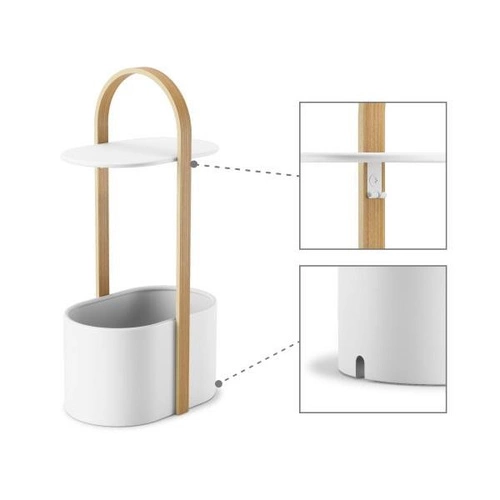 Stolik kawowy Bellwood Umbra biały owalny nowoczesny z rączką i schowkiem do salonu