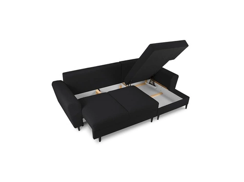 Narożnik z funkcją spania Moghan Black Boucle Prawostronna kolor nóg czarny