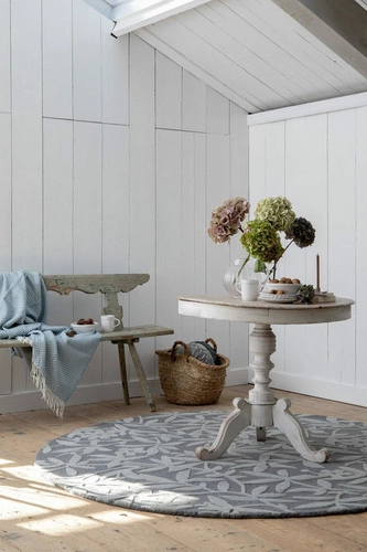 Dywan okrągły wełniany Cleavers Duck Egg 200x200cm do salonu nowoczesny miękki Laura Ashley