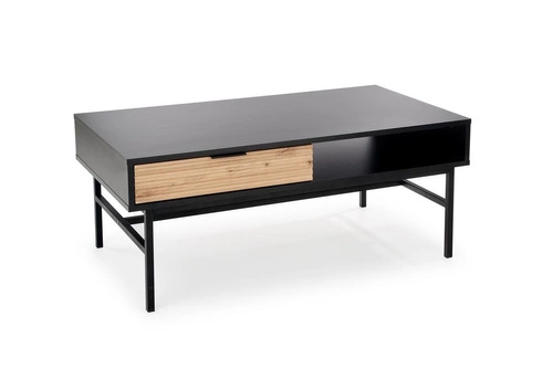 Stolik kawowy prostokątny Nihala 110x60 cm loftowy czarny z półką do salonu Intesi