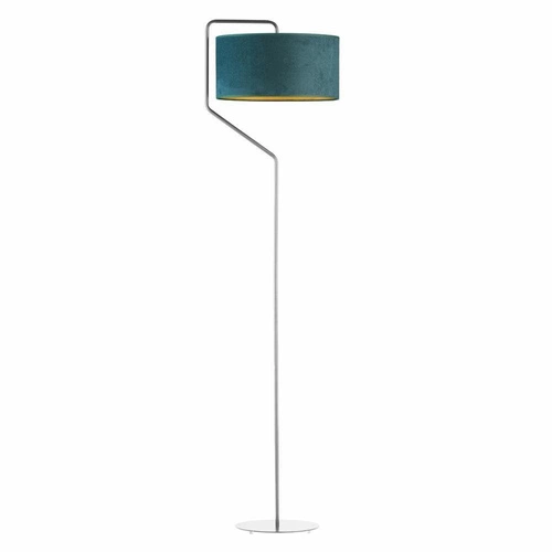Lampa stojąca do salonu TESALLIA GOLD Lysne glamour zielony welurowy abażur chrom 156 cm