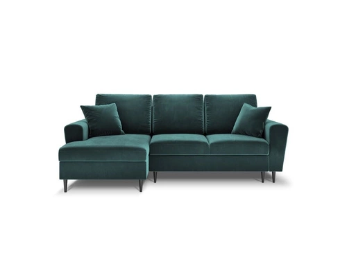 Narożnik z funkcją spania Moghan Petrol Velvet Lewostronna kolor nóg czarny