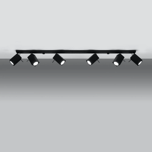 Plafon sufitowy czarny Merida 6L Sollux nowoczesny metalowy do salonu lub kuchni