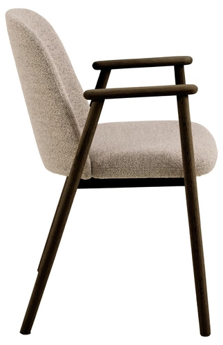 Krzesło Leo skandynawskie tapicerowane z podłokietnikami do jadalni beżowe dąb Actona