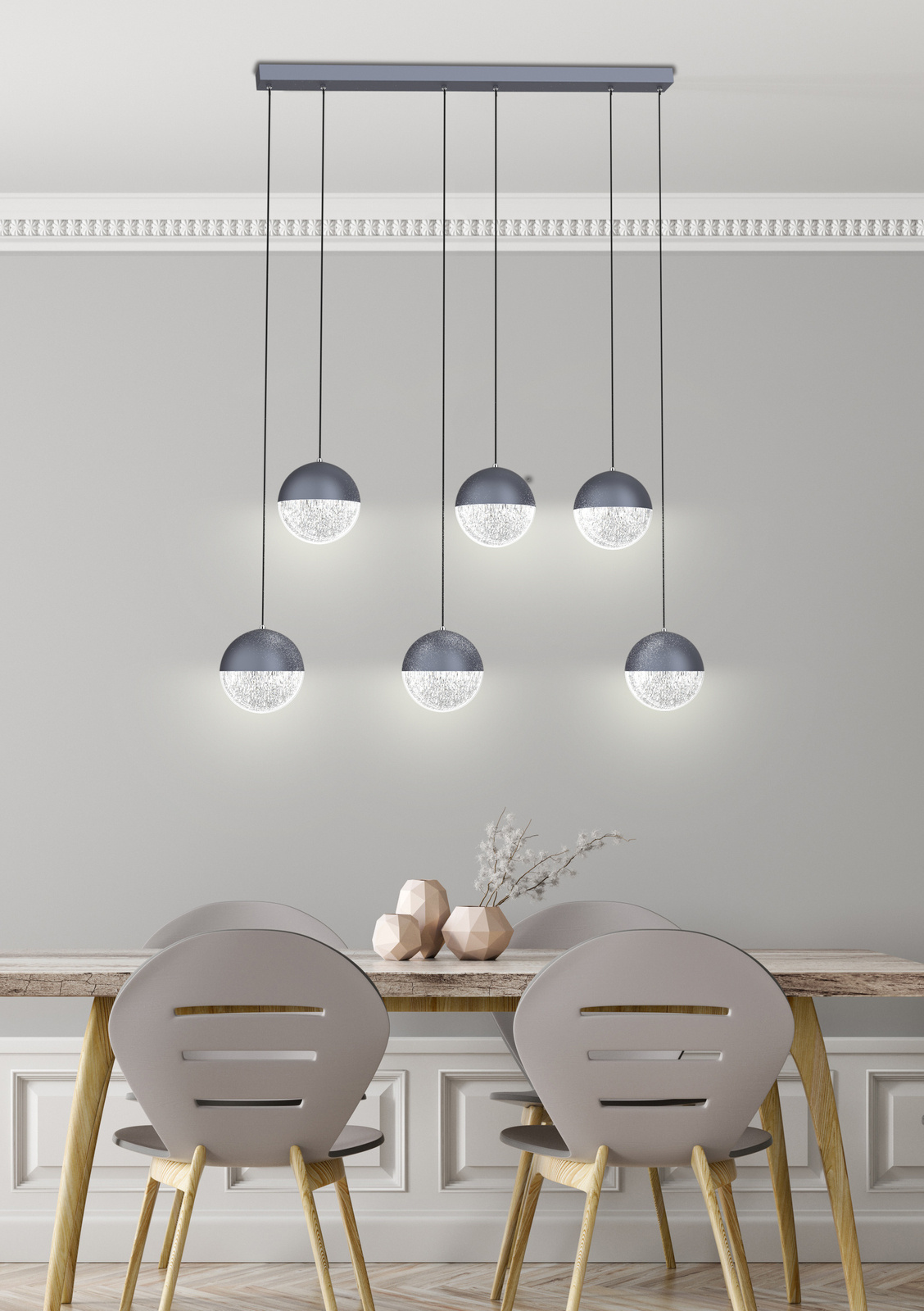 Lampa wisząca Furni 6x5W LED szary 4000K