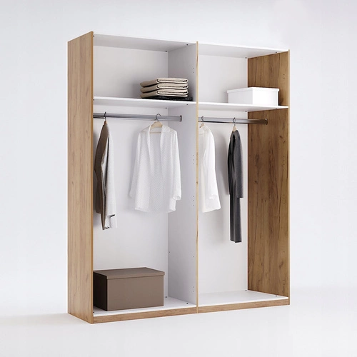 Szafa 4-drzwiowa Lana nowoczesna z półkami i drążkiem dąb szary do sypialni