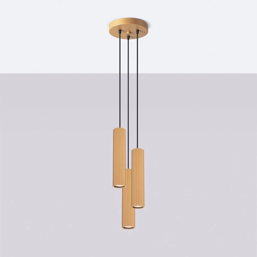 Lampa wisząca KARBON 3P złota nowoczesna regulowana do salonu i nad stół