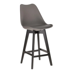 Hoker z oparciem Norden Intesi szary 65 cm nowoczesny do kuchni i wyspy na czarnych nogach