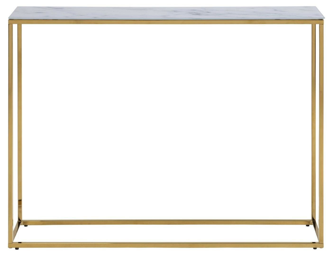 Alisma stolik konsolowy glamour biały marmur złoty do przedpokoju i salonu Actona 110 cm
