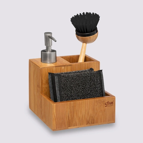 5five simply smart bambusowy dozownik na płyn do naczyń z organizerem do kuchni