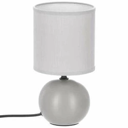 Lampka nocna do sypialni Timeo Atmosphera nowoczesna ceramiczna jasnoszara z abażurem 25 cm