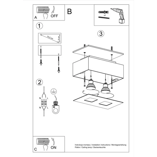 Plafon kwadratowy czarny MONO 2 Sollux nowoczesny metalowy do salonu i kuchni