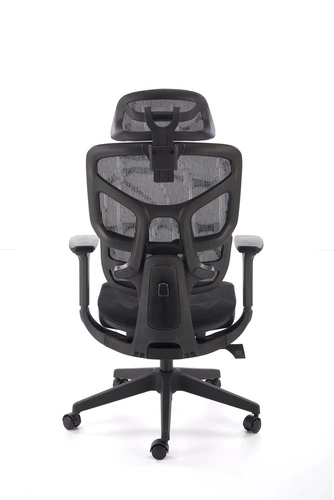 Fotel ergonomiczny biurowy Marac czarny obrotowy z zagłówkiem i siatkowym oparciem Intesi