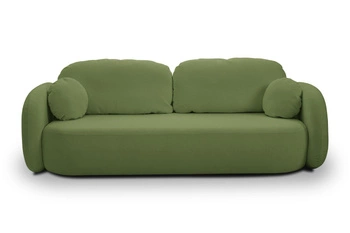 Sofa rozkładana Salby 3 osobowa z funkcją spania i pojemnikiem zielona do salonu